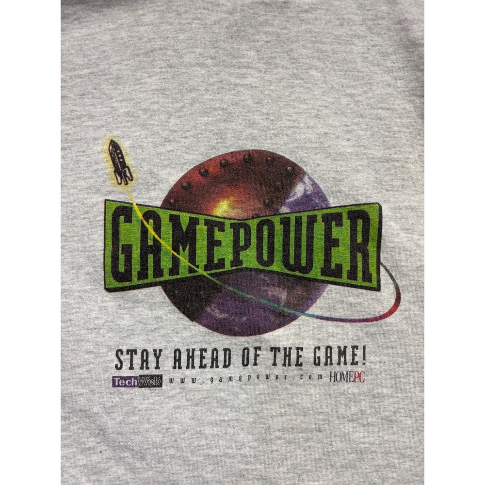 Game Power Shirt Mens Heather Gray Heavy Cotton Short Sleeve XL Vintage PC